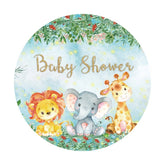Runden Tiere Und Blume Funkeln Baby Dusche Hintergrund